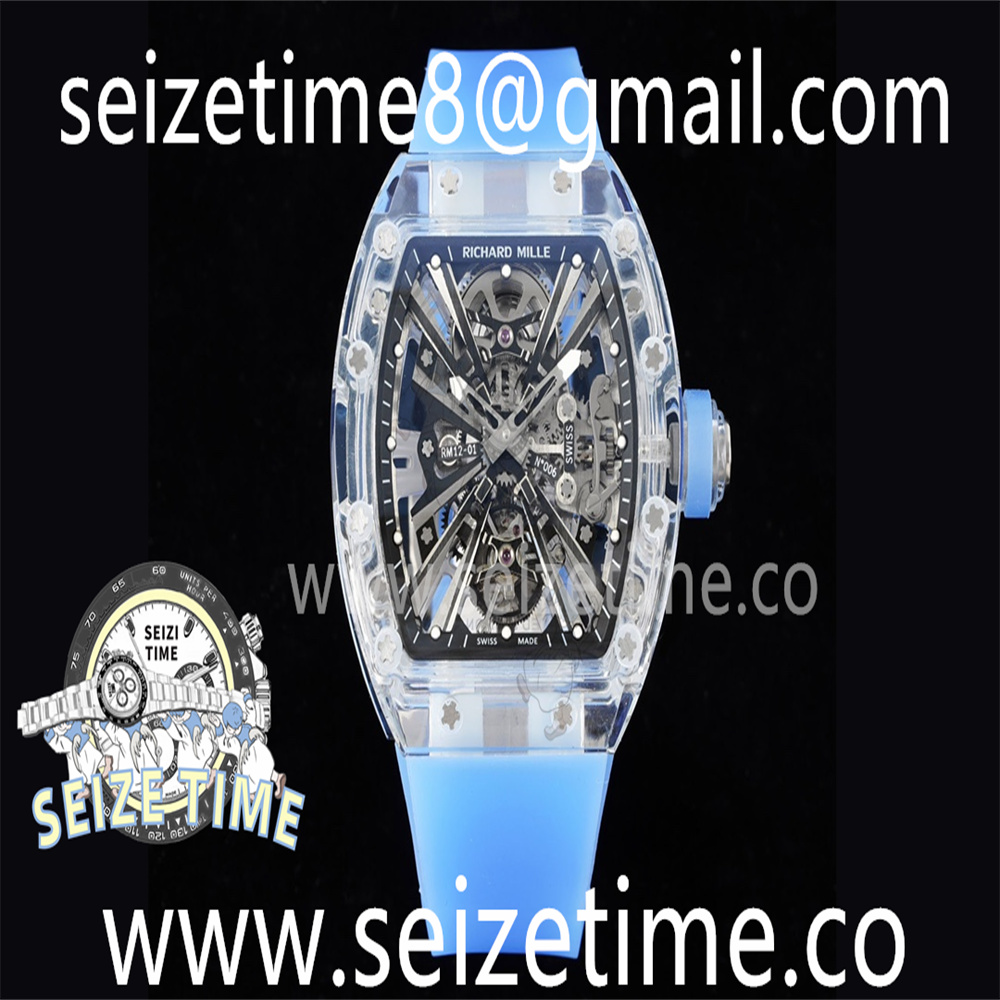 RM 12-01 Transparent Tourbillon RMF Best Edition Skeleton Dial on Blue Rubber Strap