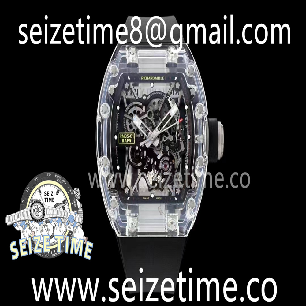 RM035 Transparent SONIC Best Edition Skeleton Dial on Black Nylon Strap Clone RMUL2