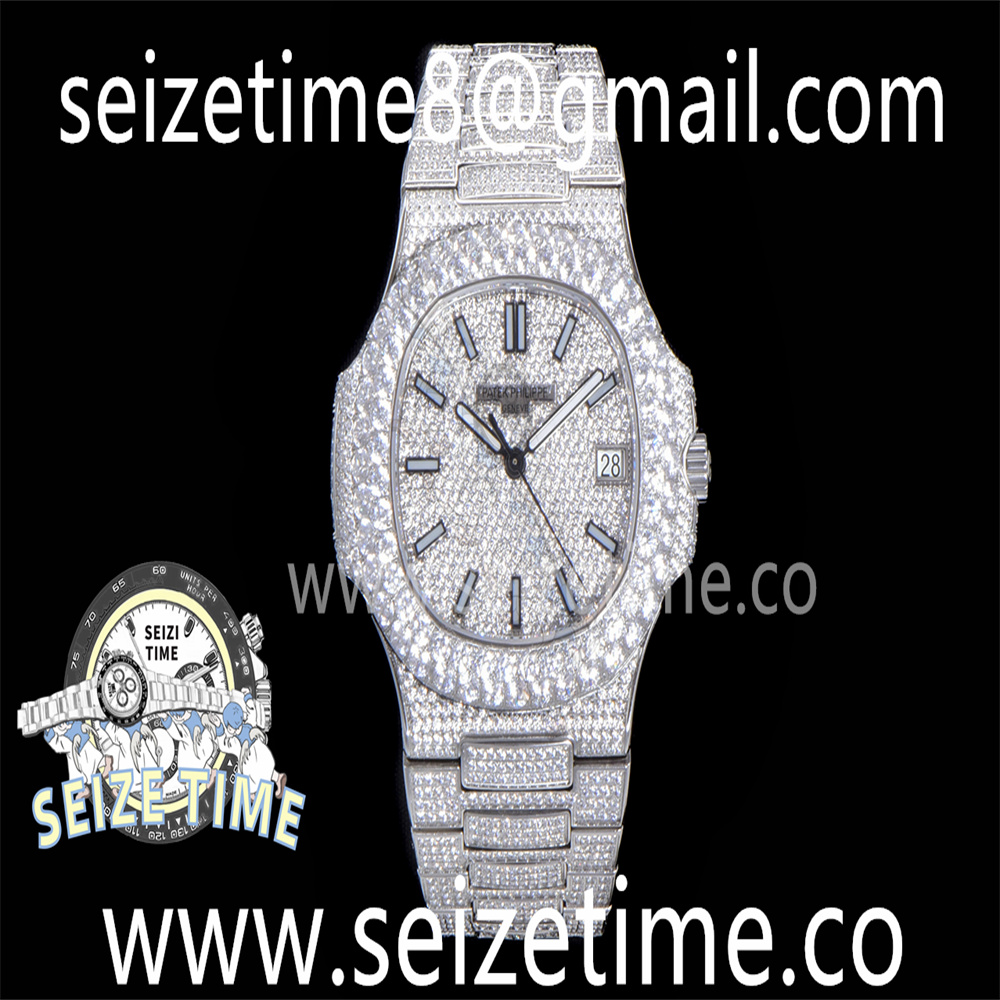 Nautilus 5711 SS R8F Full Diamonds Bezel & Dial on Diamonds Bracelet A324