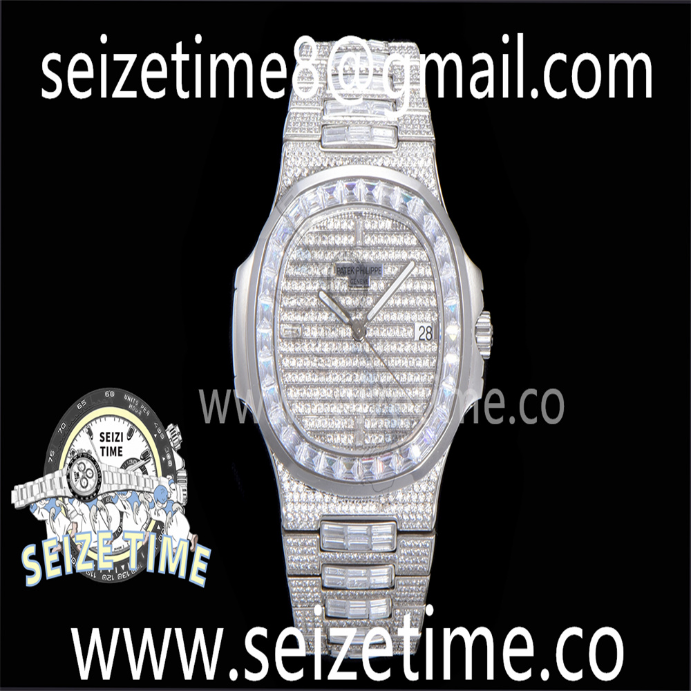 Nautilus 5711 SS TWF Full Diamonds Bezel & Dial on Diamonds Bracelet A324