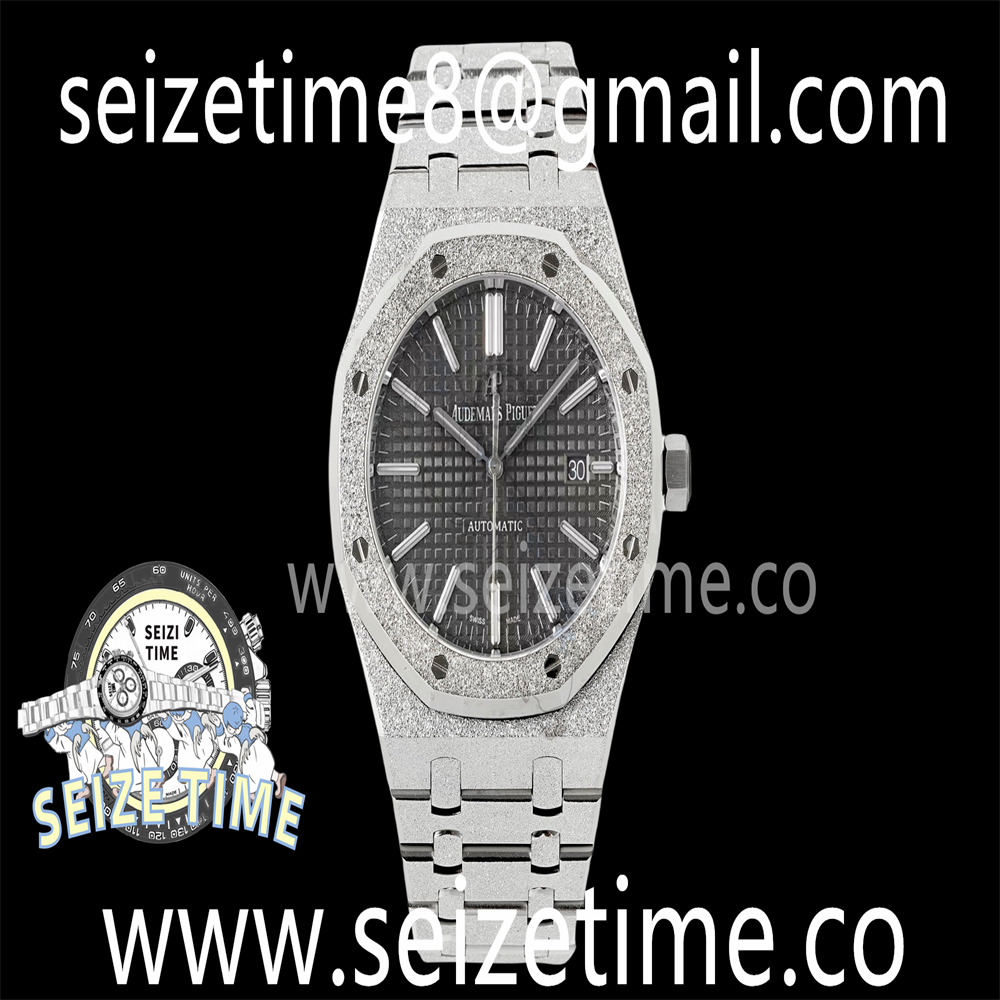 Royal Oak 41mm 15410 Frosted SS APSF 1:1 Best Edition Grey Textured Dial on SS Bracelet SA3120 Super Clone