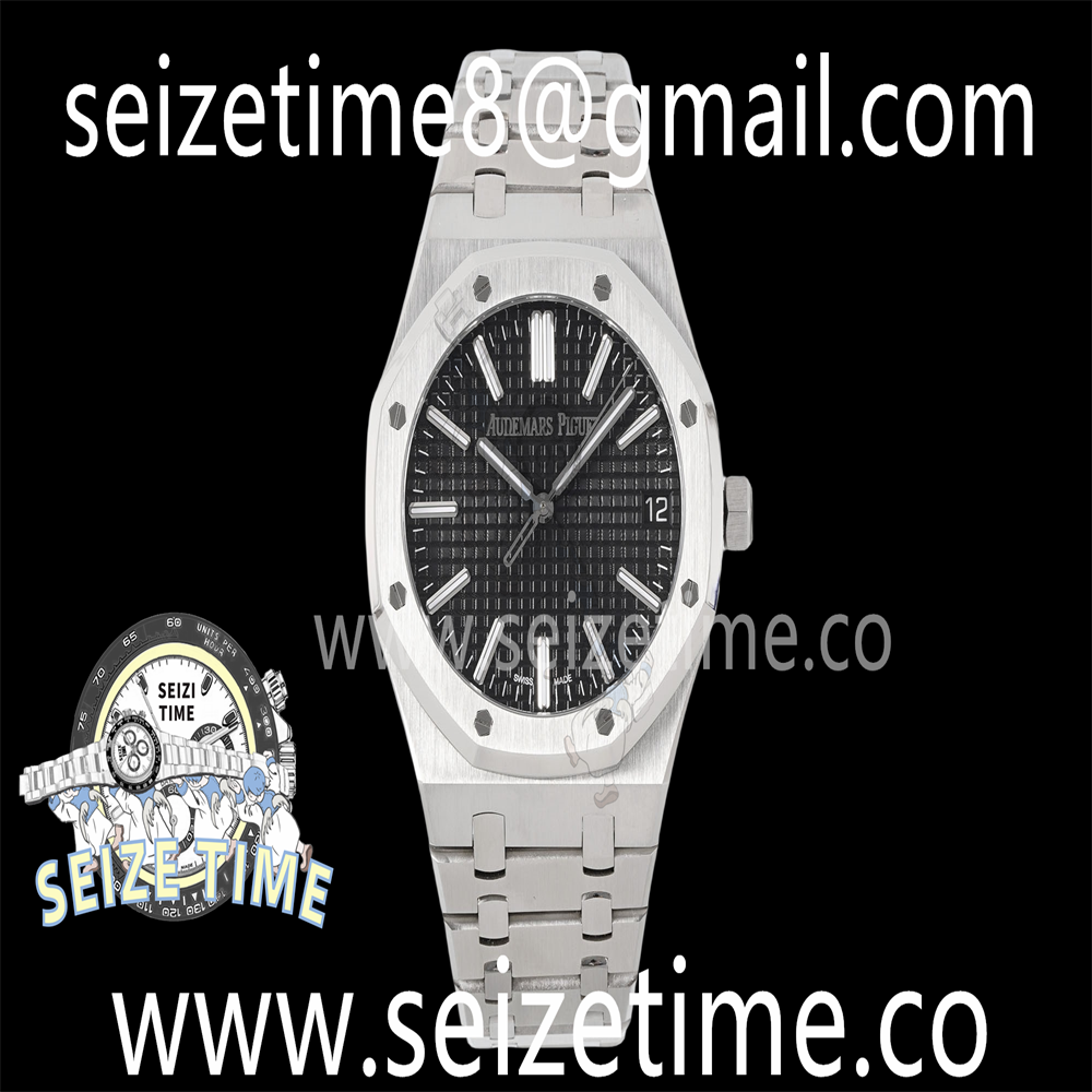 Royal Oak 41mm 15510 “50th Anniversary” SS APSF 1:1 Best Edition Black Dial on SS Bracelet SA4302 Super Clone