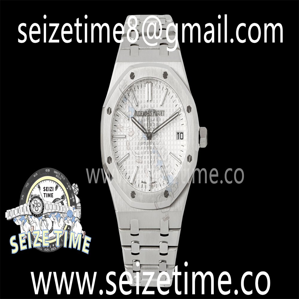 Royal Oak 41mm 15510 “50th Anniversary” SS APSF 1:1 Best Edition White Dial on SS Bracelet SA4302 Super Clone