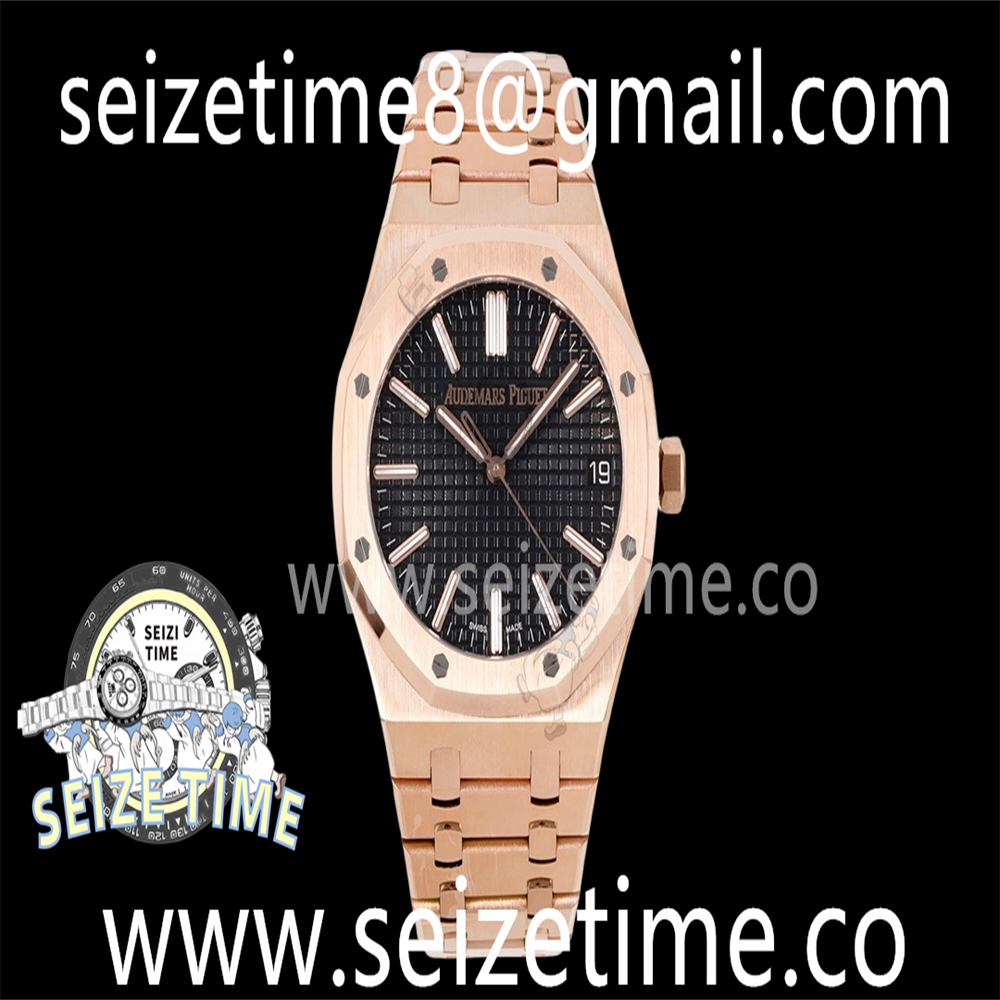 Royal Oak 41mm 15510 “50th Anniversary” RG APSF 1:1 Best Edition Black Dial on RG Bracelet SA4302 Super Clone