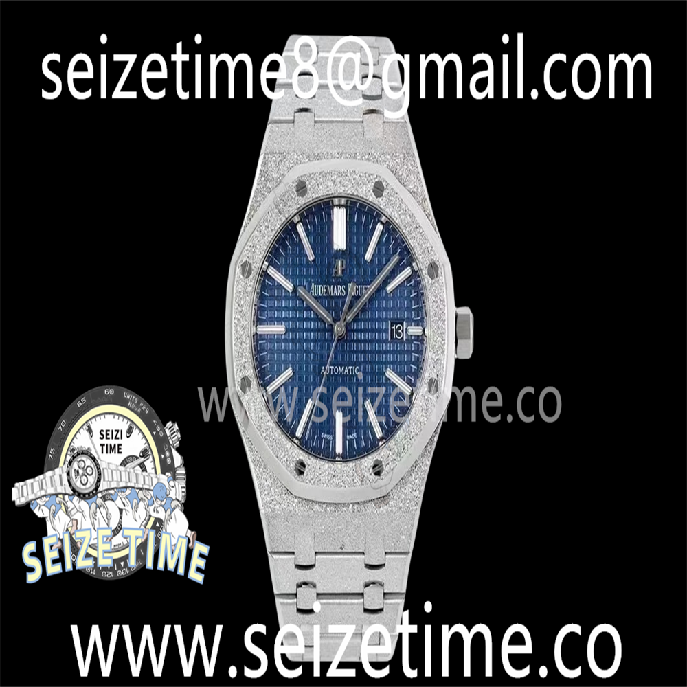 Royal Oak 41mm 15410 Frosted SS ZF 1:1 Best Edition Blue Textured Dial on SS Bracelet SA3120 Super Clone