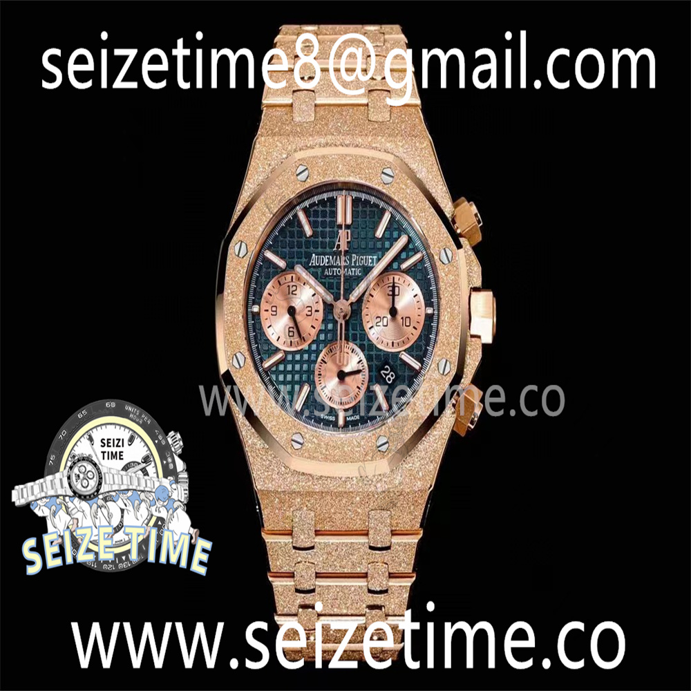 Royal Oak Chrono Frosted Gold 26240 RG OMF 1:1 Best Edition Blue Dial on SS Bracelet A7750