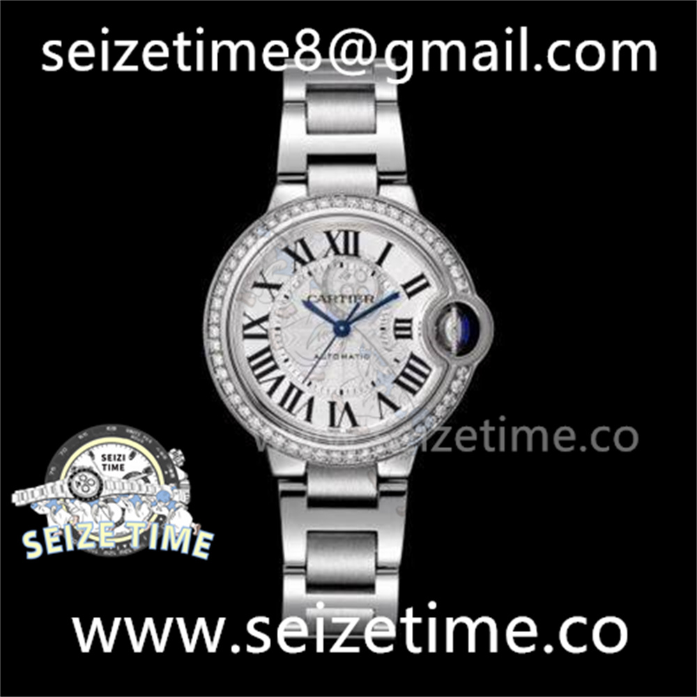 Ballon Bleu 33mm SS 3KF 1:1 Best Edition White Dial Diamonds Bezel on SS Bracelet A076