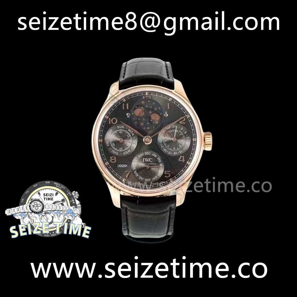 Portugieser Perpetual Calendar RG 5033 APSF 1:1 Best Edition Grey Dial on Black Leather Strap A52610