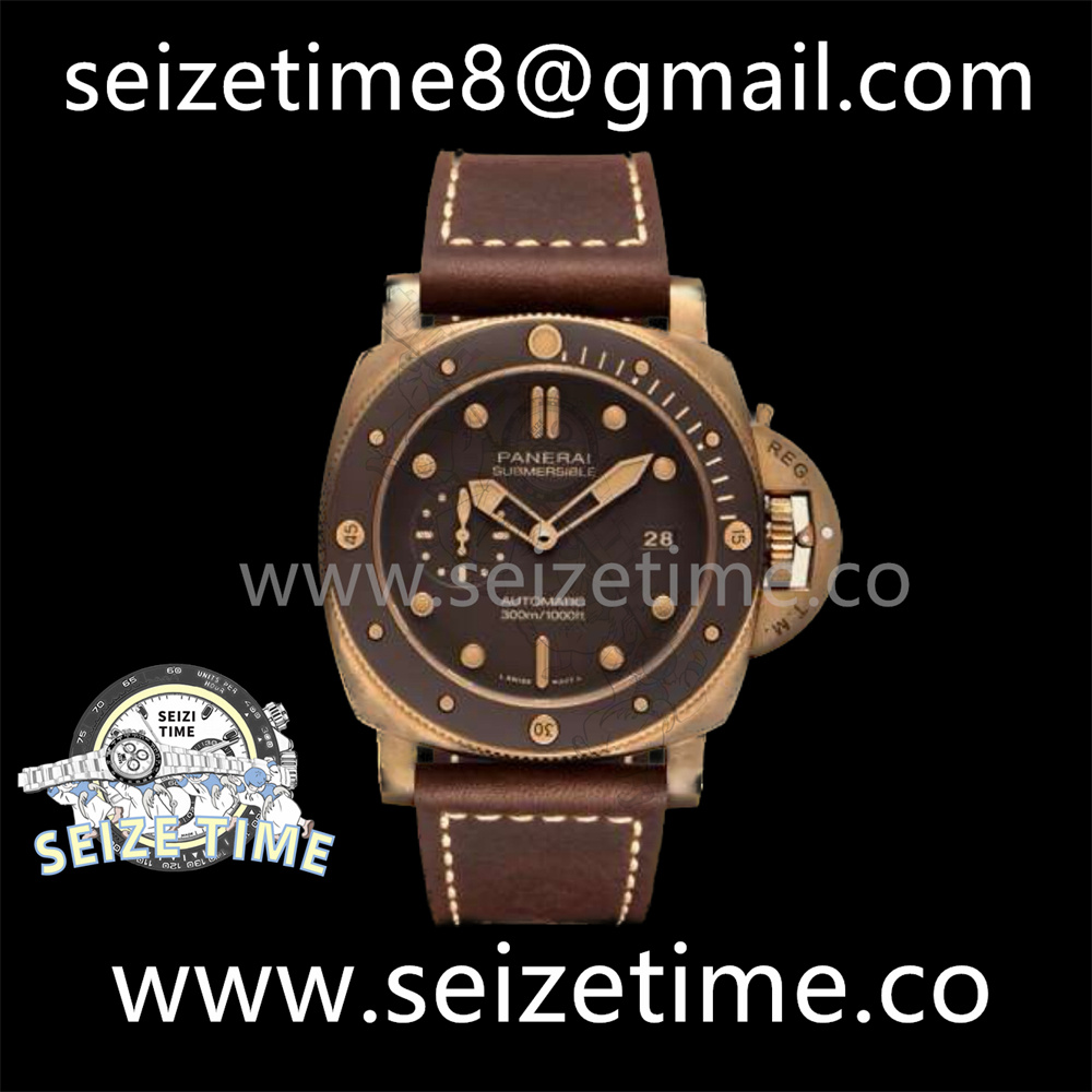 PAM968 Bronzo VSF 1:1 Best Edition Brown Ceramic Bezel and Dial on Brown Calfskin Strap P.9010