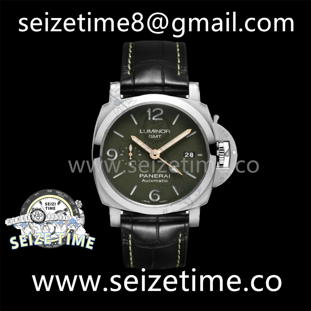 PAM1056 V GMT VSF 1:1 Best Edition Green Dial on Black Leather Strap P.9011