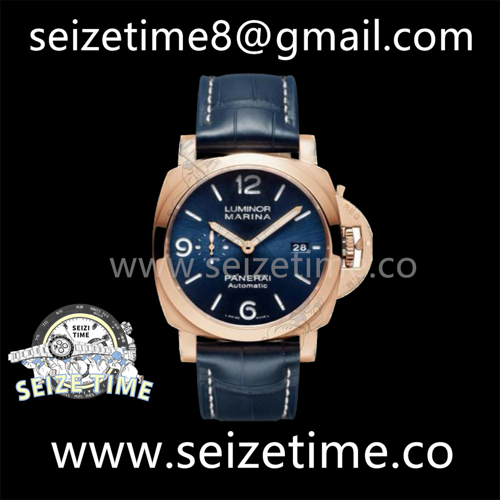 PAM1112 RG VSF 1:1 Best Edition Blue Dial on Blue Leather Strap P.9010
