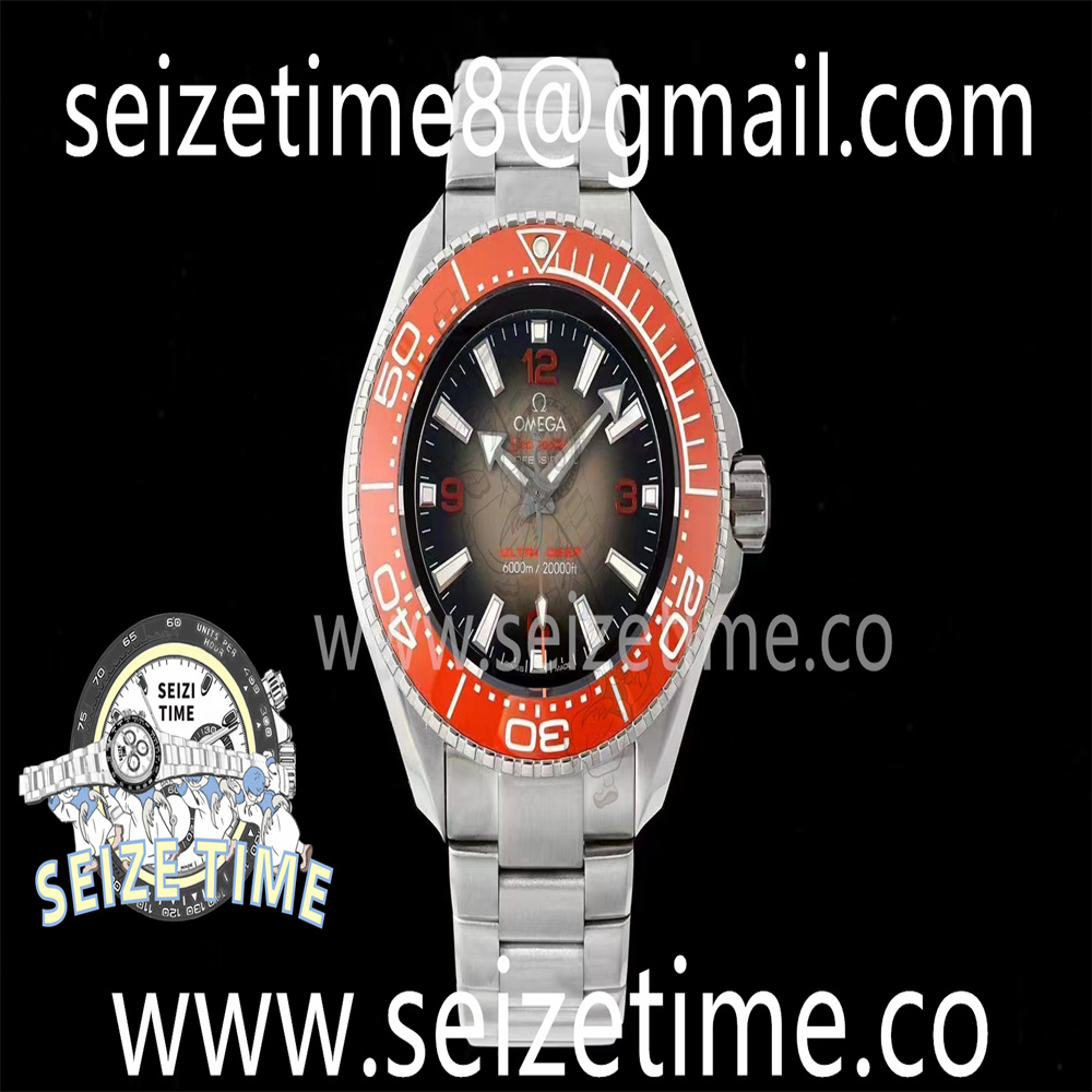 Seamaster 6000M Ultra Deep SS TF 1:1 Best Edition Gray Dial Orange Ceramic Bezel on SS Bracelet A2824