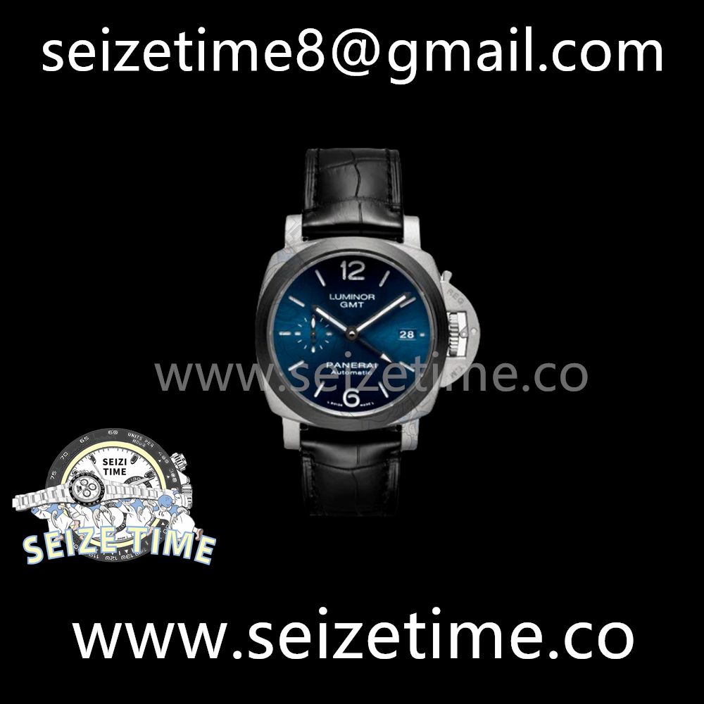 PAM1279 X Luminor GMT 42mm Titanium VSF 1:1 Best Edition Blue Dial on Black Leather Strap P.9011