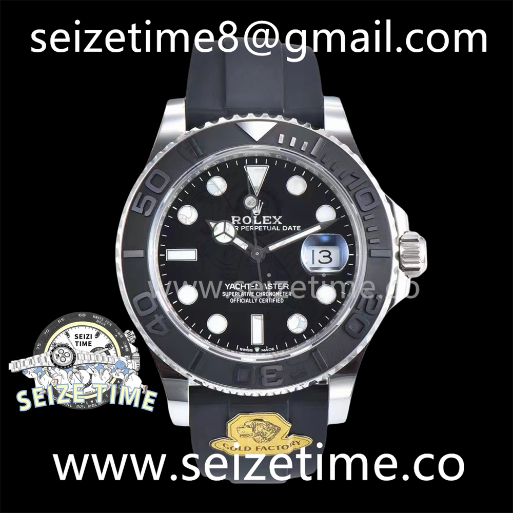 Yacht-Master 42mm 226658 Gold Factory 1:1 Best Edition 3D Black Ceramic Bezel on Oysterflex Strap VR3235