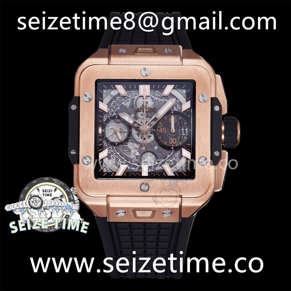 Square Bang Unico 42mm RG BBF 1:1 Best Edition Skeleton Dial on Black Rubber Strap A1280