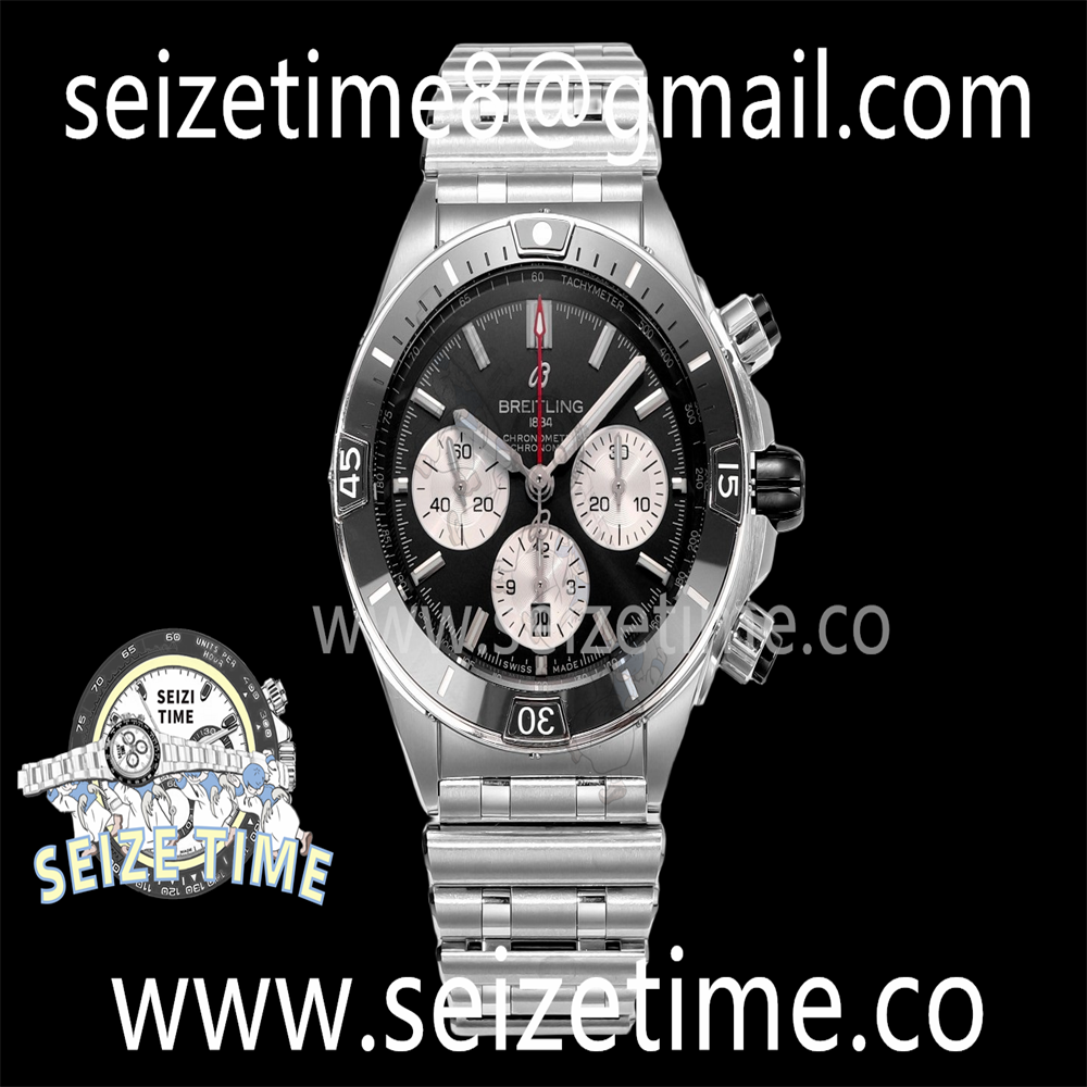 Chronomat B01 44mm SS BLS 1:1 Best Edition Black Dial on SS Bracelet A7750