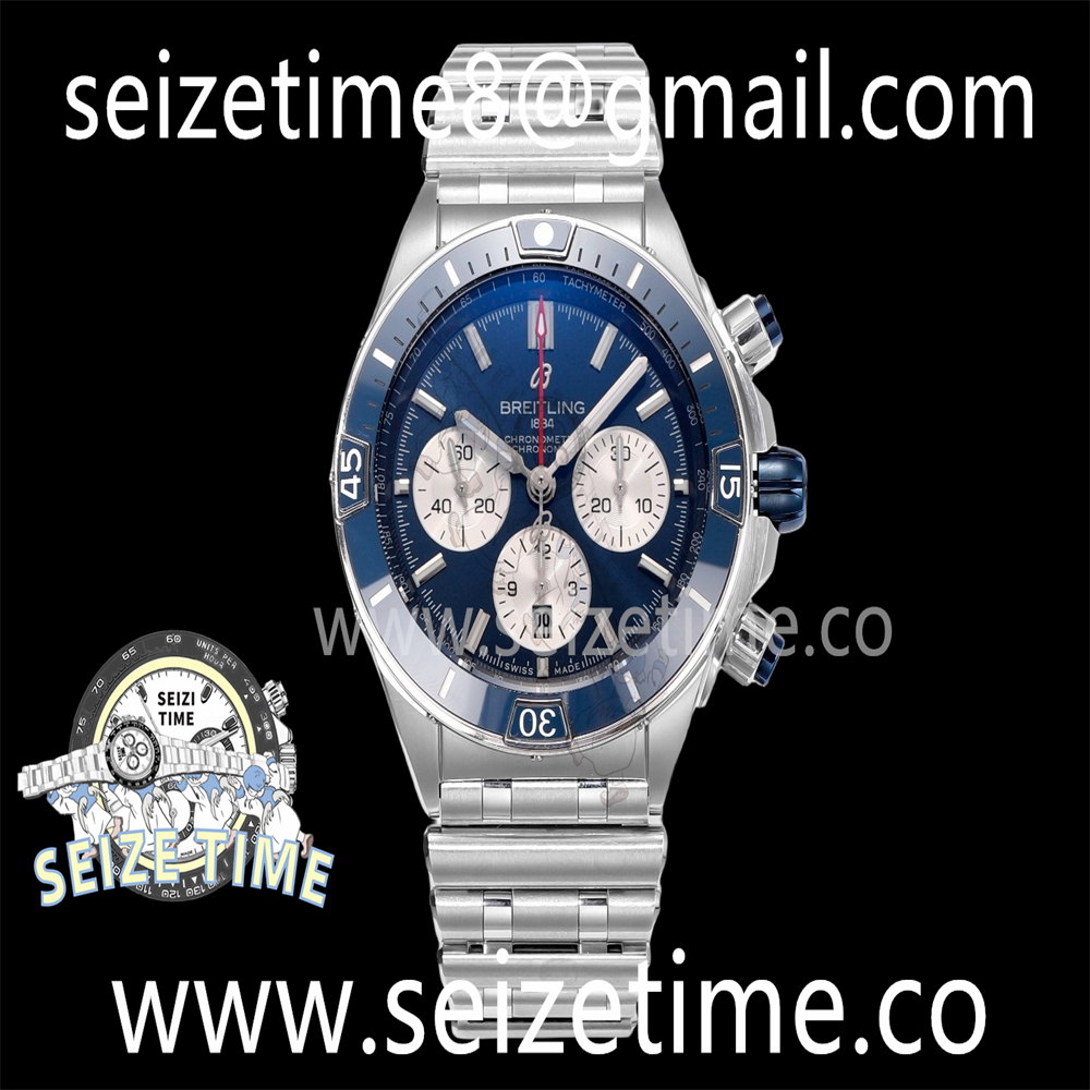 Chronomat B01 44mm SS BLS 1:1 Best Edition Blue Dial on SS Bracelet A7750