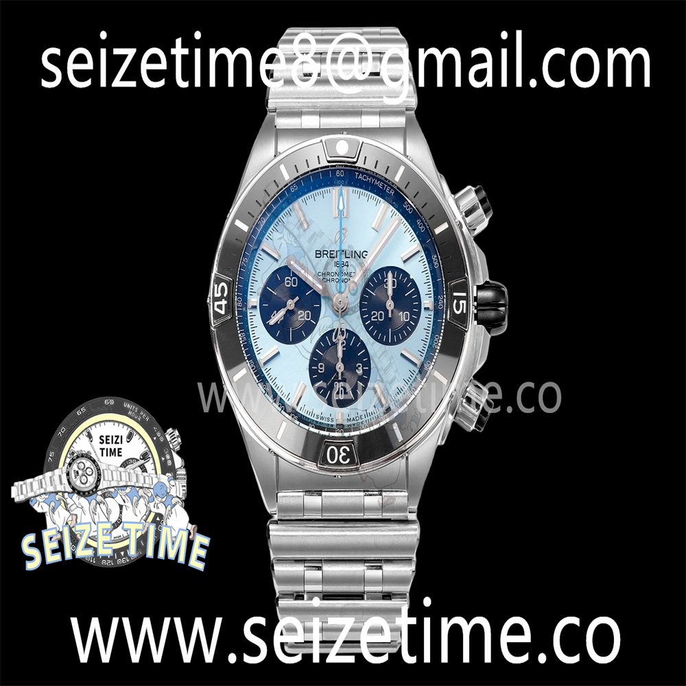 Chronomat B01 44mm SS BLS 1:1 Best Edition Ice Blue Dial on SS Bracelet A7750
