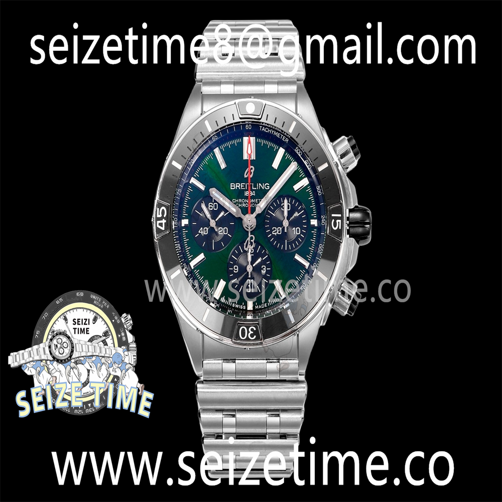 Chronomat B01 44mm SS BLS 1:1 Best Edition Green Dial on SS Bracelet A7750