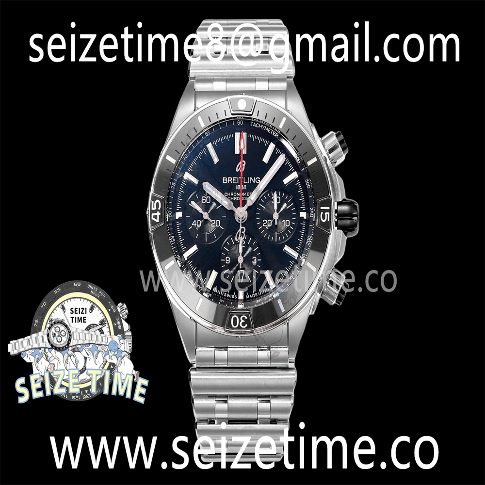 Chronomat B01 44mm SS BLS 1:1 Best Edition Black Dial on SS Bracelet A7750