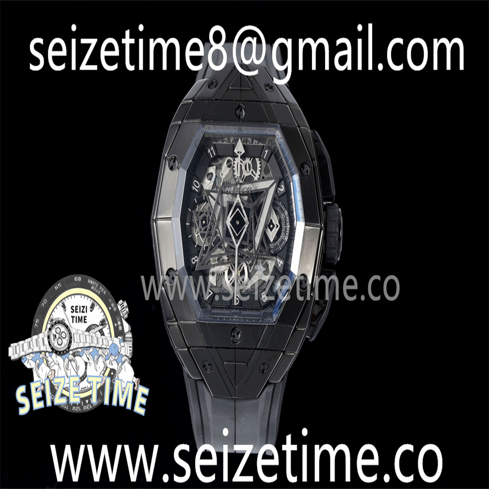 Spirit of Big Bang Sang Bleu PVD BLSF Edition Skeleton Dial on Black Rubber Strap A7750