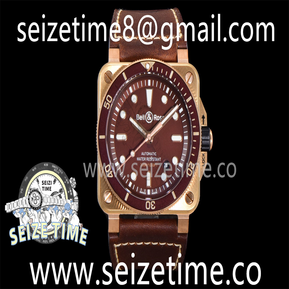 BR 03-92 Diver Ceramic Bezel Bronze BR 1:1 Best Edition Brown Dial on Brown Leather Strap MIYOTA 9015 (Free Rubber Strap)