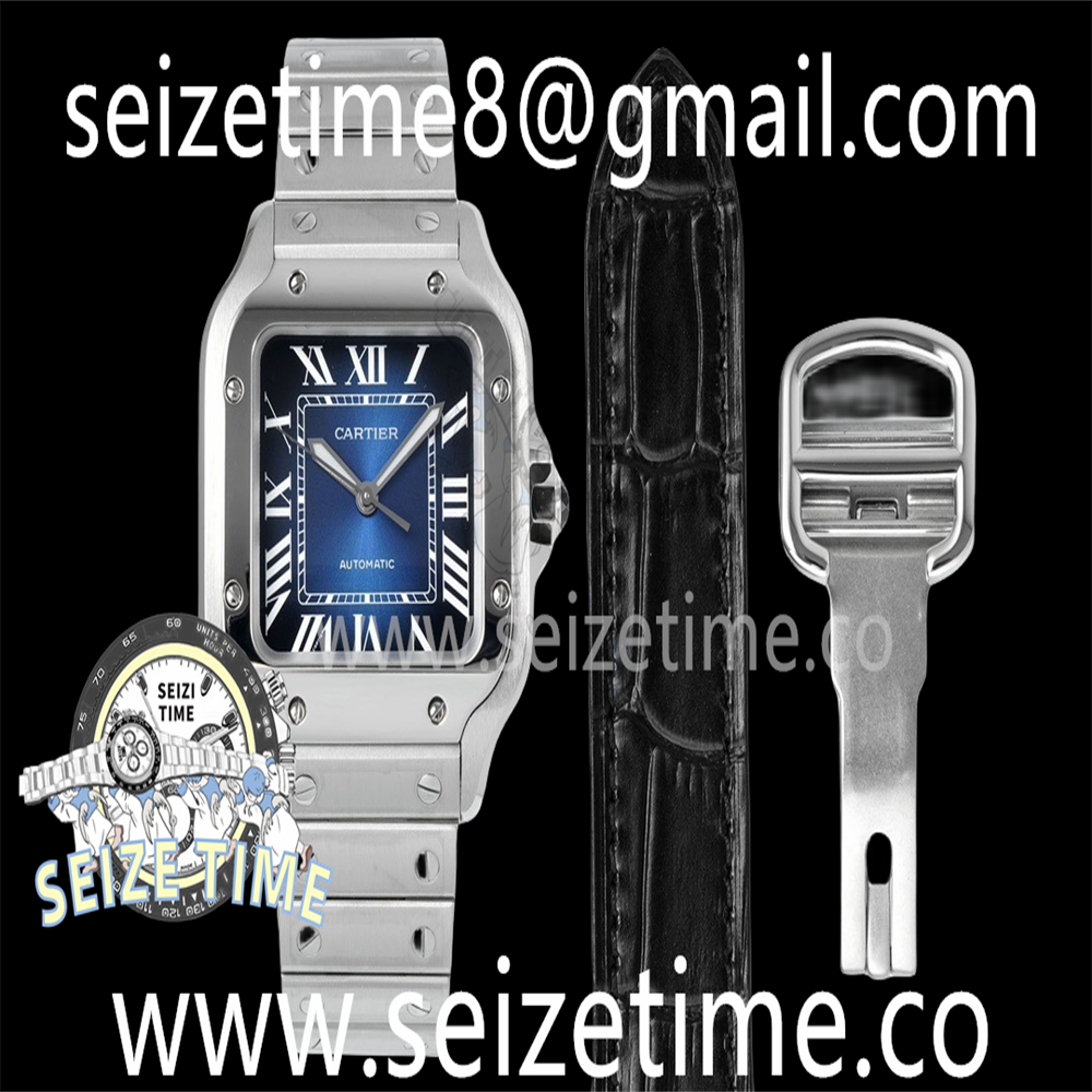 Santos de Cartier 35.1mm BVF 1:1 Best Edition Blue Dial on SS SmartLinks Bracelet MIYOTA 9015(Free Leather Strap)