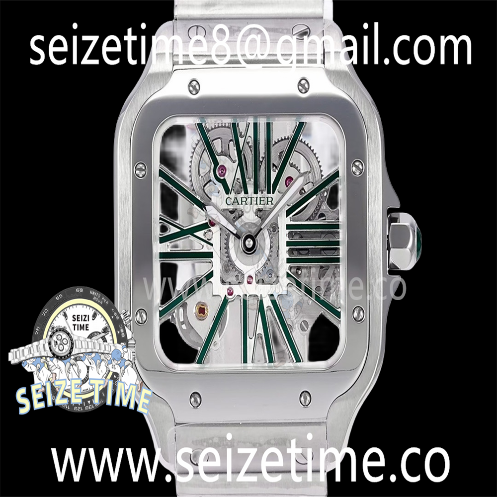 Santos De Cartier Skeleton 40mm SS TWF Best Edition Skeleton Dial on SS Bracelet Sw Qtz