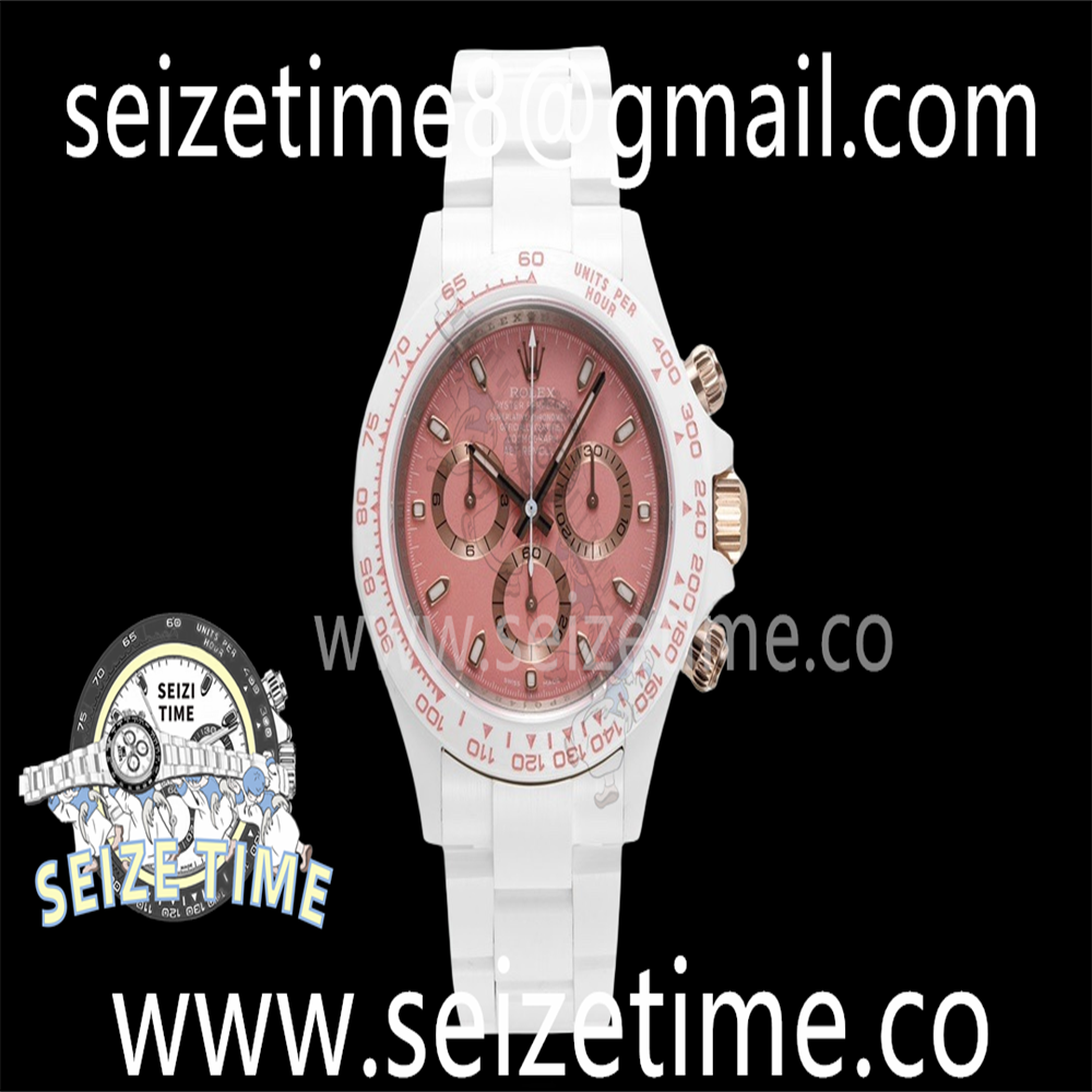 Daytona AET White Solid Ceramic Case ZF 1:1 Best Edition Pink Dial on CER Bracelet SH4130