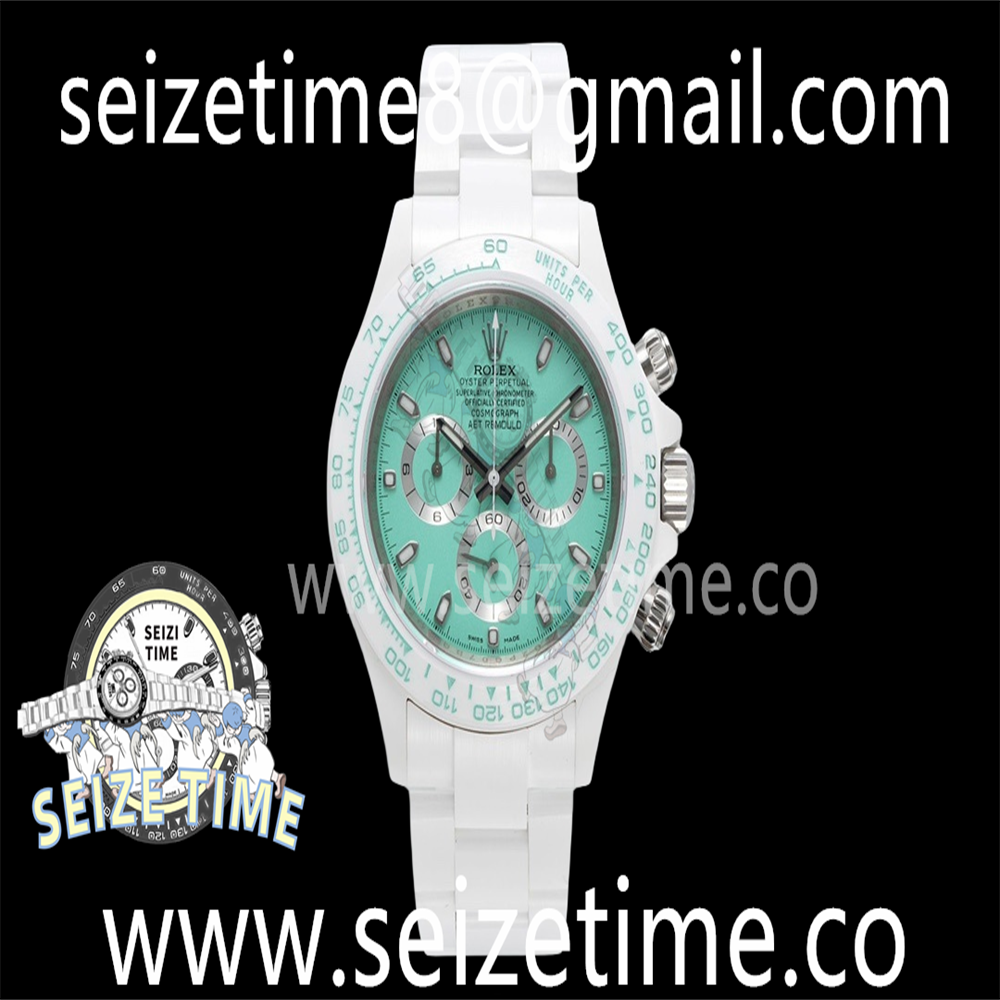 Daytona AET White Solid Ceramic Case ZF 1:1 Best Edition Avocado Green Dial on CER Bracelet SH4130