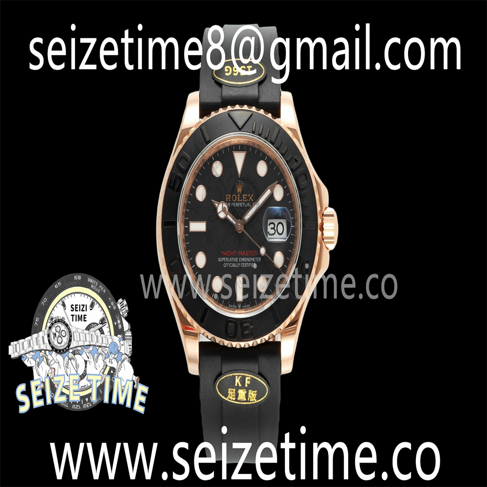 Yacht-Master 40mm 126655 RG Wrapped KF 1:1 Best Edition Black Dial Dots on Rubber Strap VR3235 (Gen Weight)