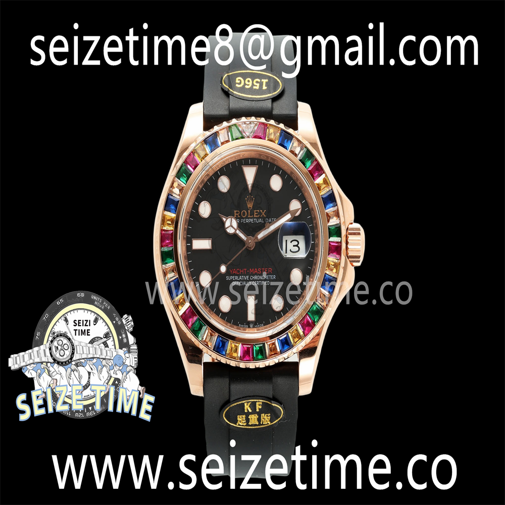 Yacht-Master 126655 KF 1:1 Best Edition Rainbow Bezel RG Wrapped on Oysterflex Strap VR3235 (Gen Weight)