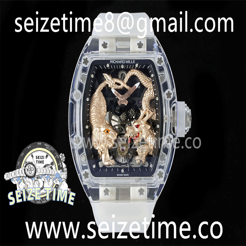 RM51 Tourbillon Transparent RMF Best Edition Tiger/Dragon Dial on Transparent Rubber Strap