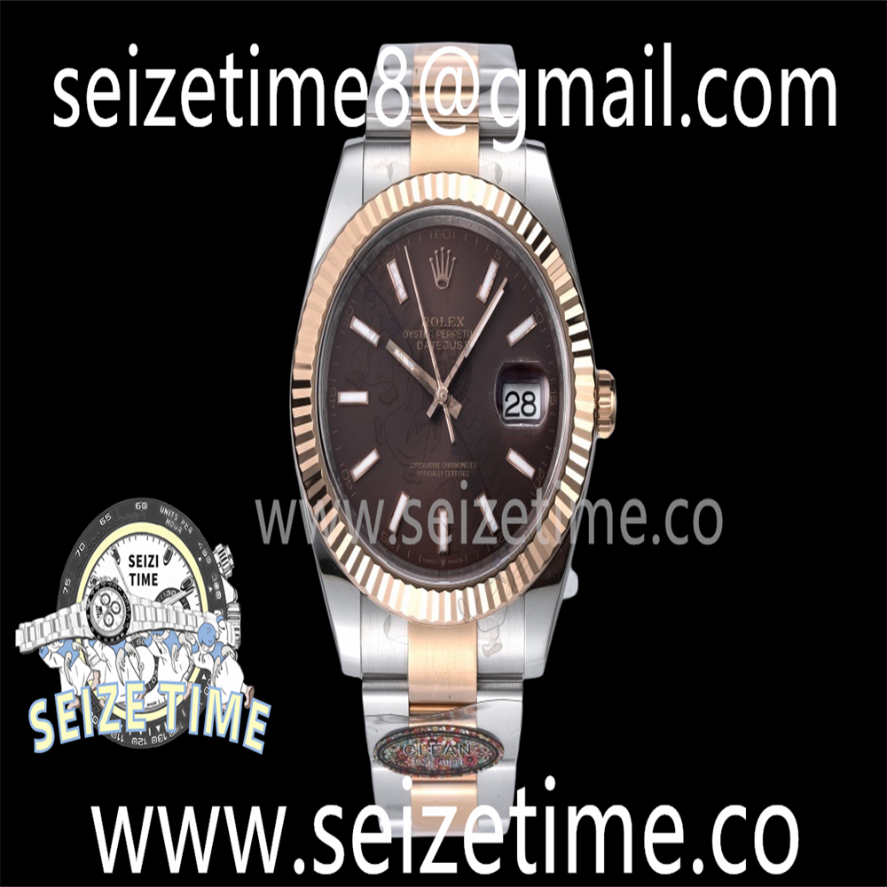 DateJust 41 126333 Clean 1:1 Best Edition 904L Steel Brown Stick Dial on SS/RG Oyster Bracelet VR3235