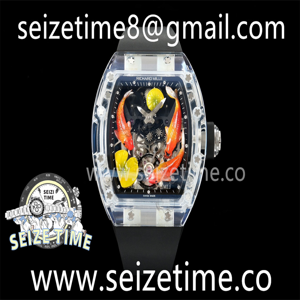 RMS10 Tourbillon Transparent RMF Best Edition Koi Fish Dial on Black Rubber Strap