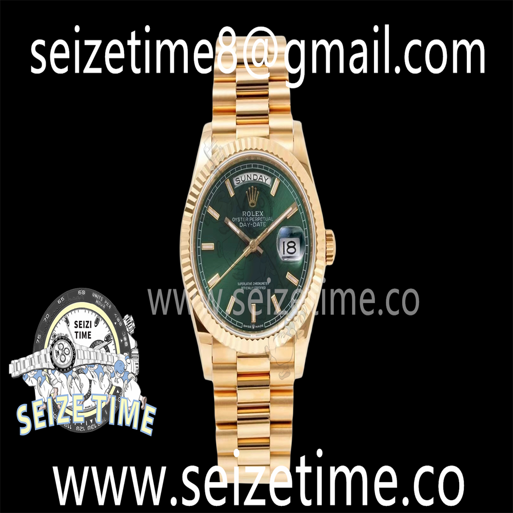 Day Date 36 YG TWSF Best Edition Green Dial on YG Bracelet A2836
