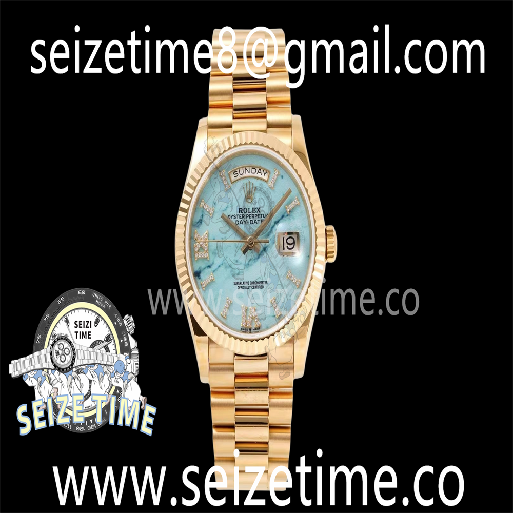 Day Date 36 YG TWSF Best Edition Blue Roman Diamonds Dial on YG Bracelet A2836