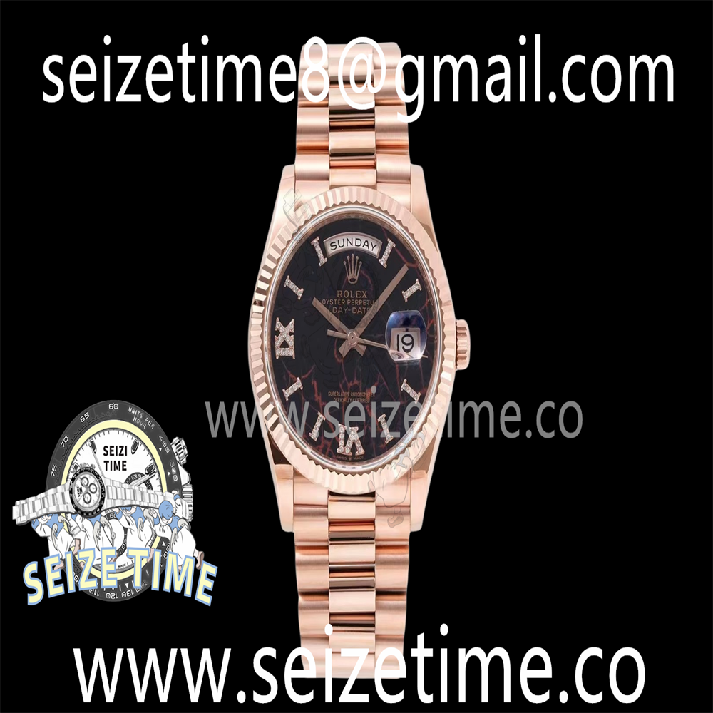 Day Date 36 RG TWSF Best Edition Black Roman Diamonds Dial on RG Bracelet A2836
