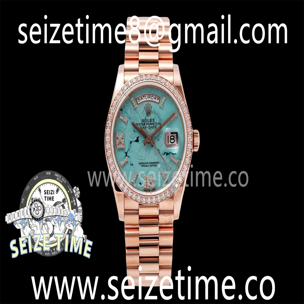 Day Date 36 RG TWSF Best Edition Blue Roman Diamonds Dial Diamonds Bezel on RG Bracelet A2836