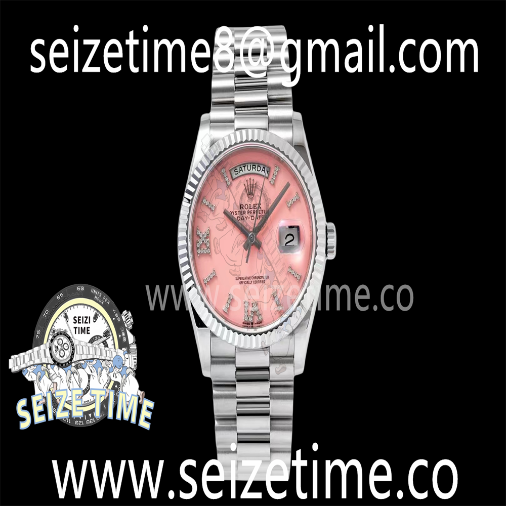 Day Date 36 SS TWSF Best Edition Pink Roman Diamonds Dial on SS Bracelet A2836