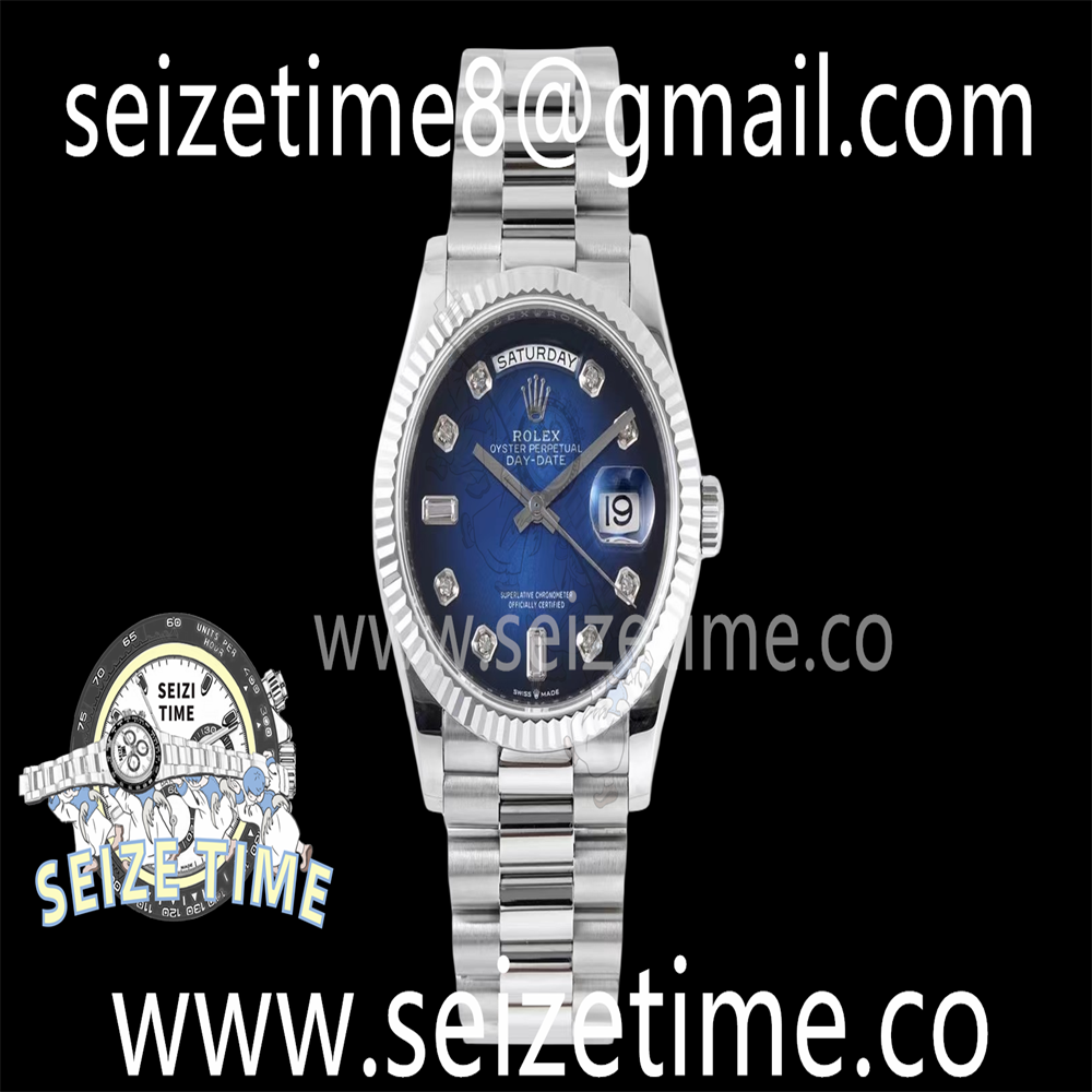 Day Date 36 SS TWSF Best Edition Blue Diamonds Dial on SS Bracelet A2836