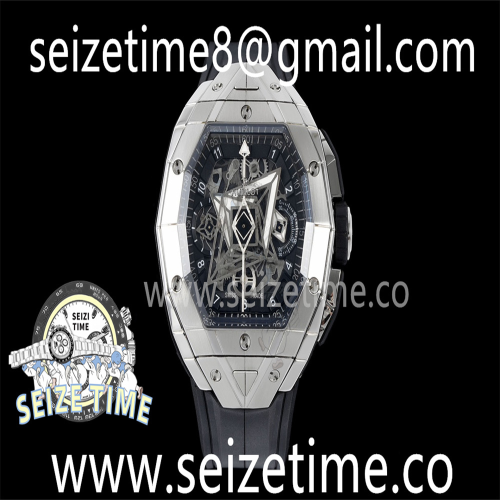 Spirit of Big Bang Sang Bleu SS BLSF Edition Skeleton Dial on Black Rubber Strap A7750