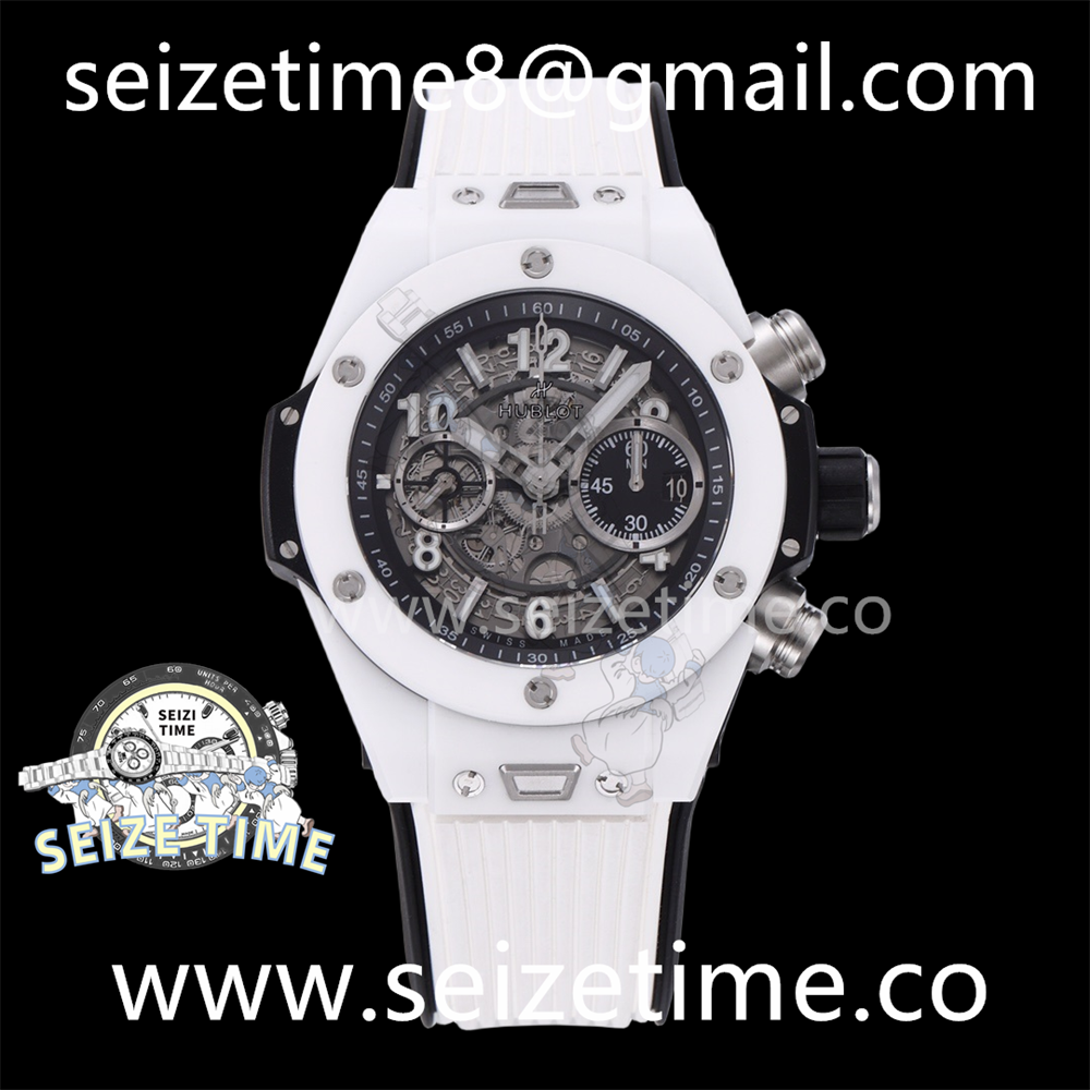 Big Bang Unico 42mm White Ceramic BBF 1:1 Best Edition Skeleton Dial on White Rubber Strap A1280 V2