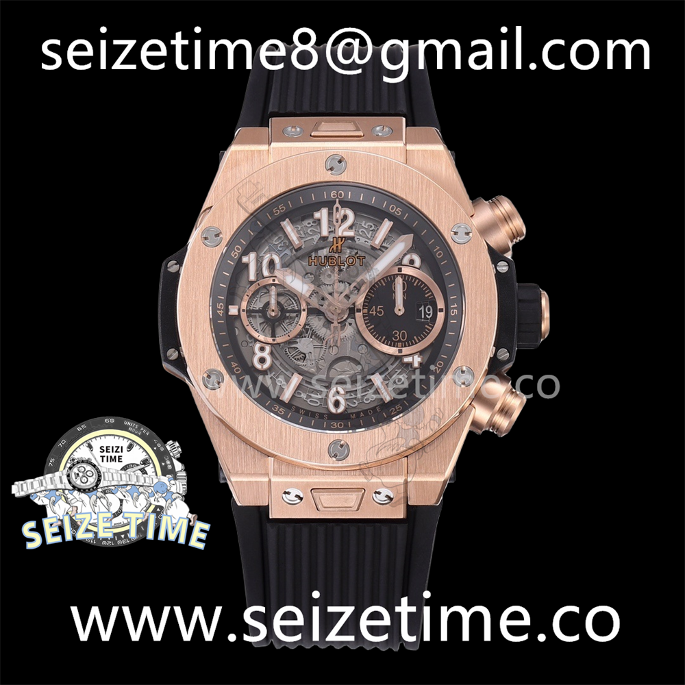 Big Bang Unico 42mm RG BBF 1:1 Best Edition Skeleton Dial on Black Rubber Strap A1280 V2