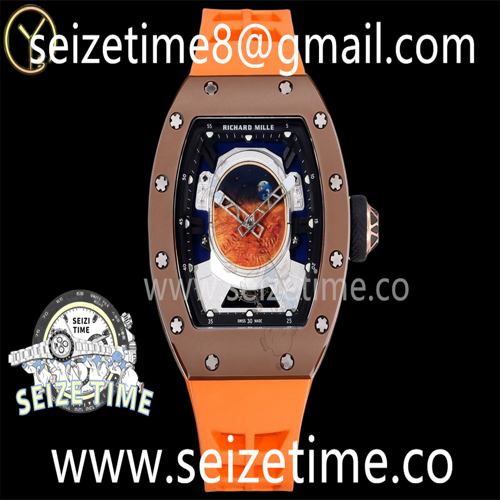 RM52-05 Astronaut Tourbillon Brown Ceramic YSF Best Edition on Orange Rubber Strap