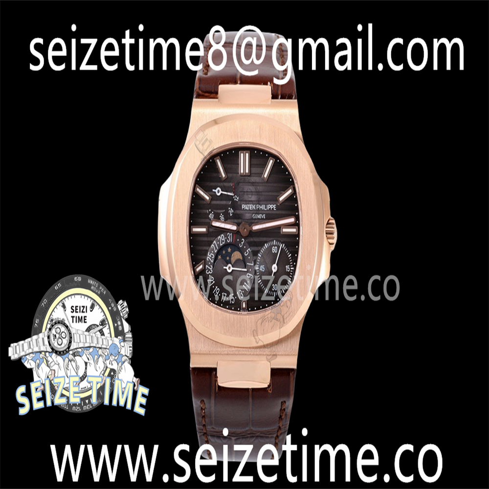 Nautilus 5712 RG PPF 1:1 Best Edition Brown Dial on Brown Leather Strap A240 Super Clone V2