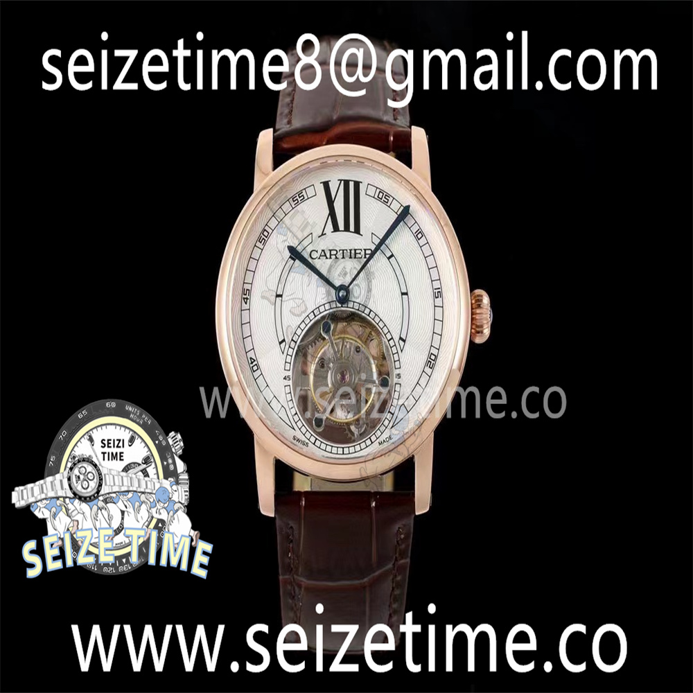 Rotonde de Cartier Flying Tourbillon RG RMS Best Edition White Numeral Dial on Brown Leather Strap