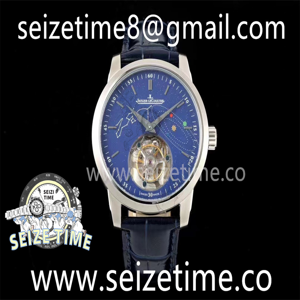Master Ultra Thin Tourbillon SS RMS Best Edition Blue Solar System Dial on Blue Leather Strap