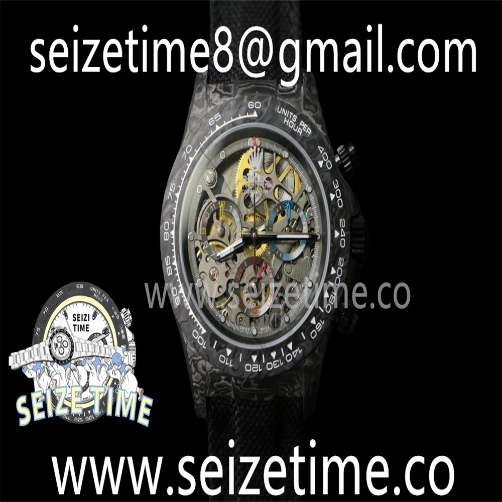 Daytona Diw 40mm Carbon DIWF Skeleton Dial on Nylon Strap SA4130