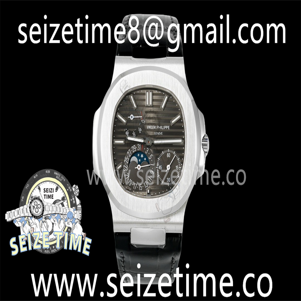 Nautilus 5712 SS PPF 1:1 Best Edition Blue Dial on Black Leather Strap A240 Super Clone V2